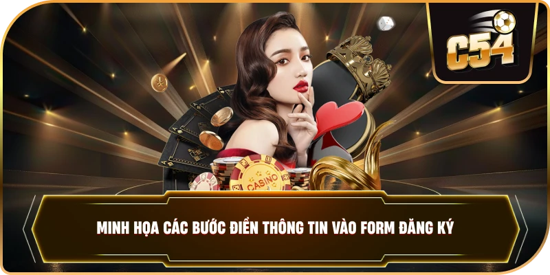 Minh họa các bước điền thông tin vào form đăng ký. 